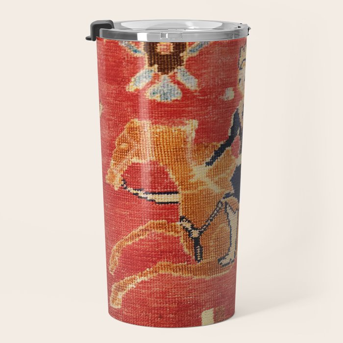 17th Century Isfahan Persian Animal Rug Print Travel Mug Gallery Image 3