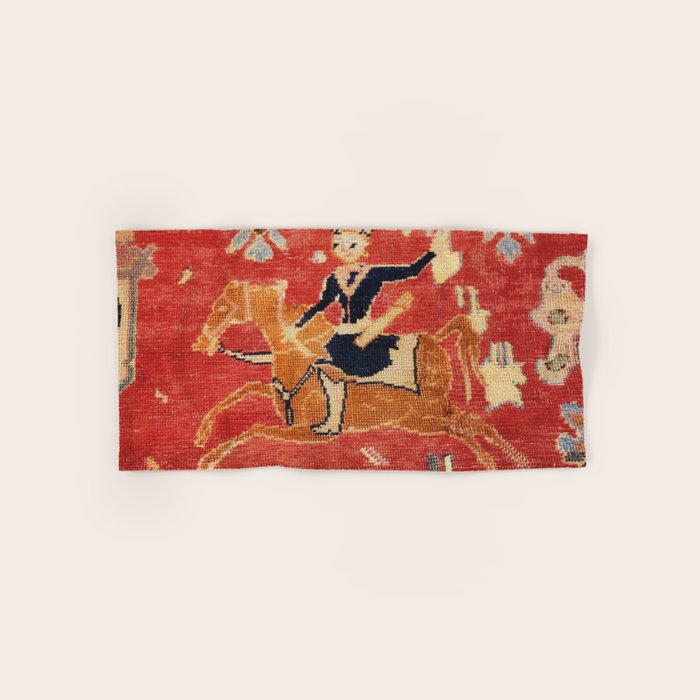 17th Century Isfahan Persian Animal Rug Print Bath Towel Gallery Image 1