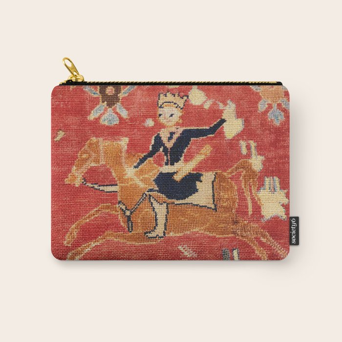 17th Century Isfahan Persian Animal Rug Print Carry All Pouch Gallery Image 1