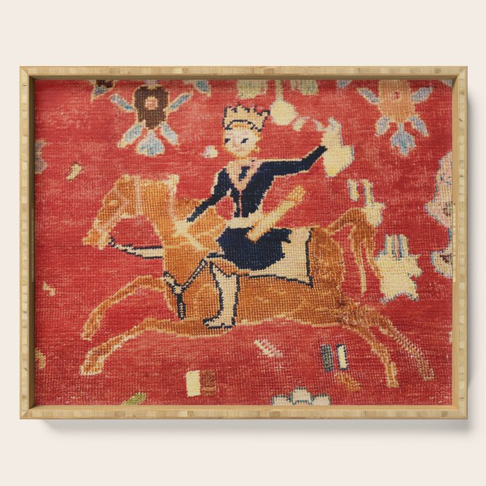 17th Century Isfahan Persian Animal Rug Print Serving Tray Gallery Image 1