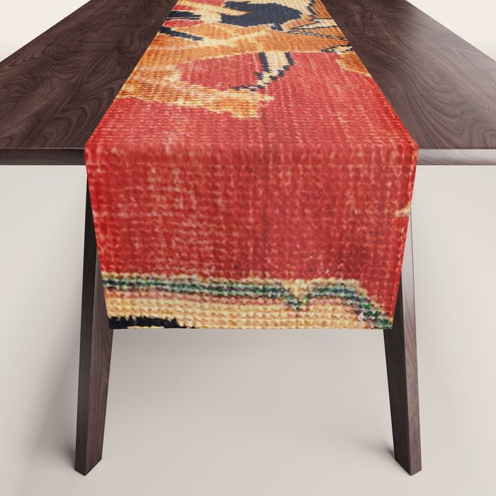 17th Century Isfahan Persian Animal Rug Print Table Runner Gallery Image 1