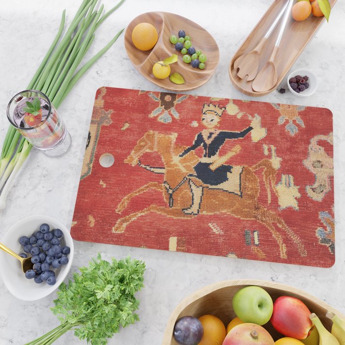 17th Century Isfahan Persian Animal Rug Print Cutting Board Gallery Image 2