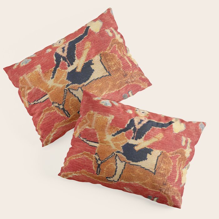17th Century Isfahan Persian Animal Rug Print Pillow Sham Gallery Image 3