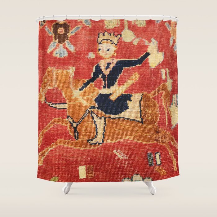 17th Century Isfahan Persian Animal Rug Print Shower Curtain Gallery Image 1