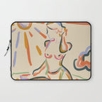 Self Love, Abstract Bohemian Woman Line Art, Feminism Boho Eclectic Beach Summer Sunny Reader Laptop Sleeve Gallery Image 1