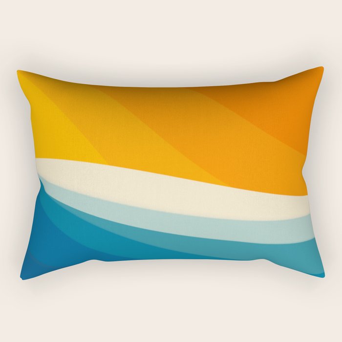 Abstract colorful landscape with wavy sea and sun Rectangular Pillow Gallery Image 2