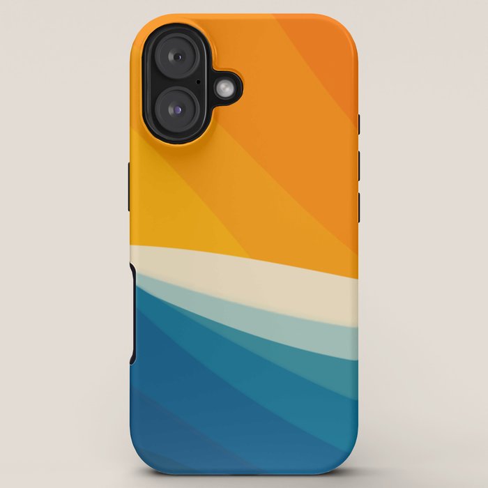 Abstract colorful landscape with wavy sea and sun iPhone Case Gallery Image 5