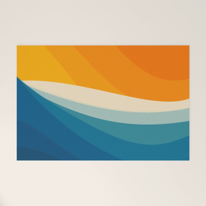 Abstract colorful landscape with wavy sea and sun Welcome Mat Gallery Image 1