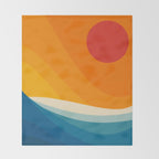 Abstract colorful landscape with wavy sea and sun Throw Blanket Gallery Image 2