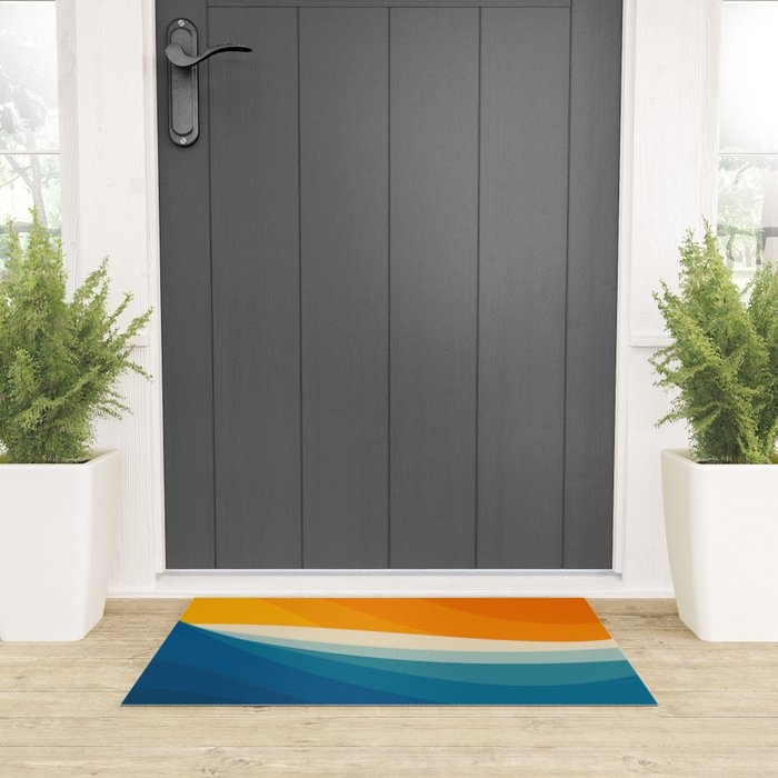 Abstract colorful landscape with wavy sea and sun Welcome Mat Gallery Image 3