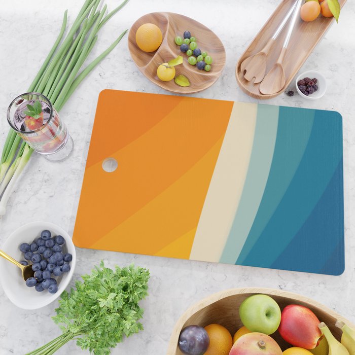 Abstract colorful landscape with wavy sea and sun Cutting Board Gallery Image 2