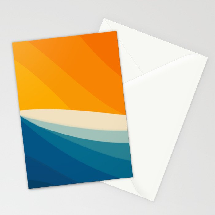 Abstract colorful landscape with wavy sea and sun Stationery Card Gallery Image 2