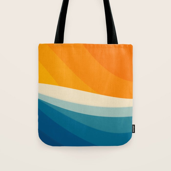 Abstract colorful landscape with wavy sea and sun Tote Bag Gallery Image 1