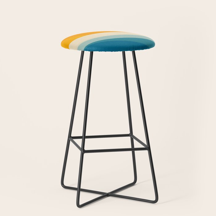Abstract colorful landscape with wavy sea and sun Stool Gallery Image 1