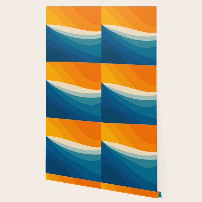 Abstract colorful landscape with wavy sea and sun Wallpaper Gallery Image 2
