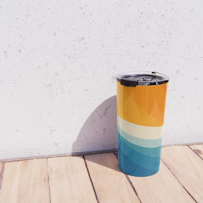 Abstract colorful landscape with wavy sea and sun Travel Mug Gallery Image 4