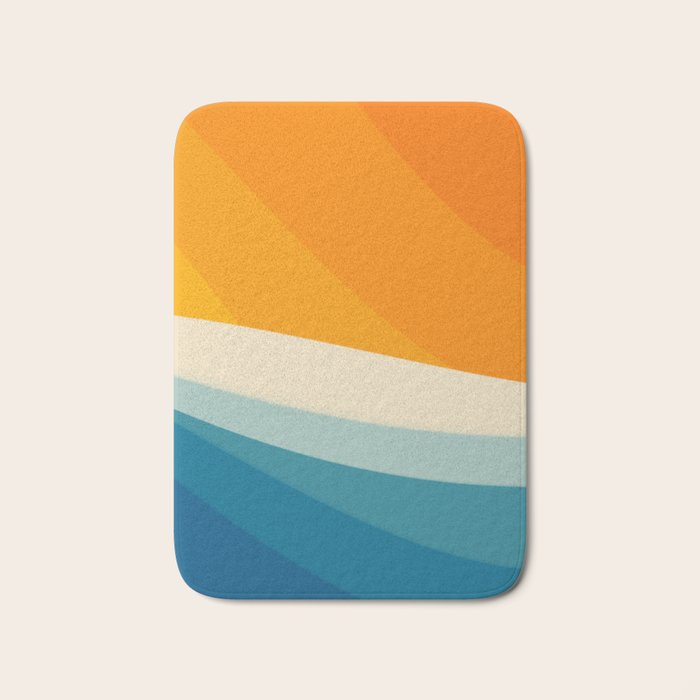 Abstract colorful landscape with wavy sea and sun Bath Mat Gallery Image 1