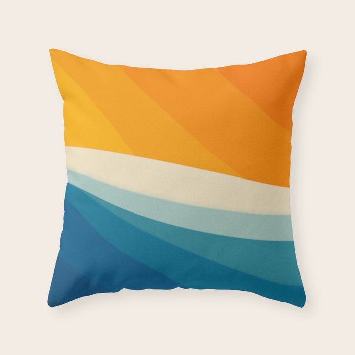 Abstract colorful landscape with wavy sea and sun Throw Pillow Gallery Image 6