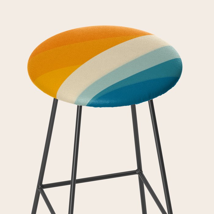 Abstract colorful landscape with wavy sea and sun Stool Gallery Image 2