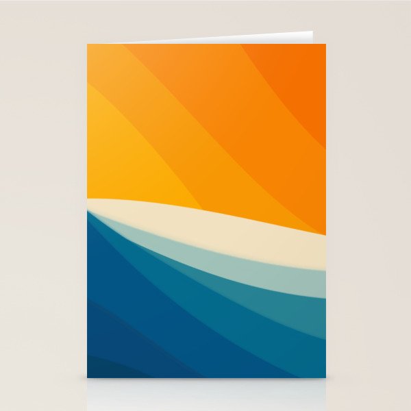 Abstract colorful landscape with wavy sea and sun Stationery Card Gallery Image 1