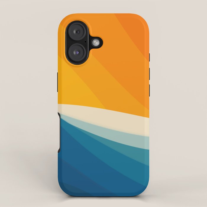 Abstract colorful landscape with wavy sea and sun iPhone Case Gallery Image 1