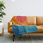 Abstract colorful landscape with wavy sea and sun Throw Blanket Gallery Image 1