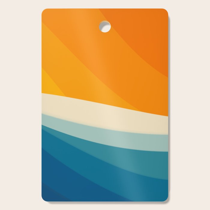 Abstract colorful landscape with wavy sea and sun Cutting Board Gallery Image 1