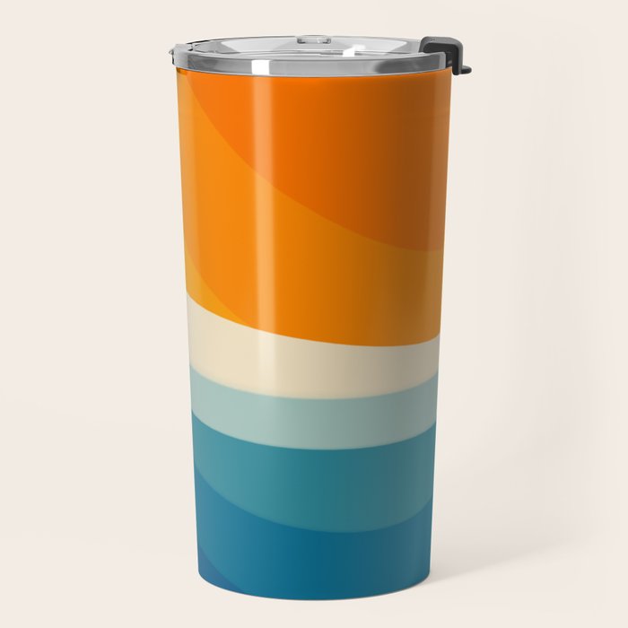 Abstract colorful landscape with wavy sea and sun Travel Mug Gallery Image 2