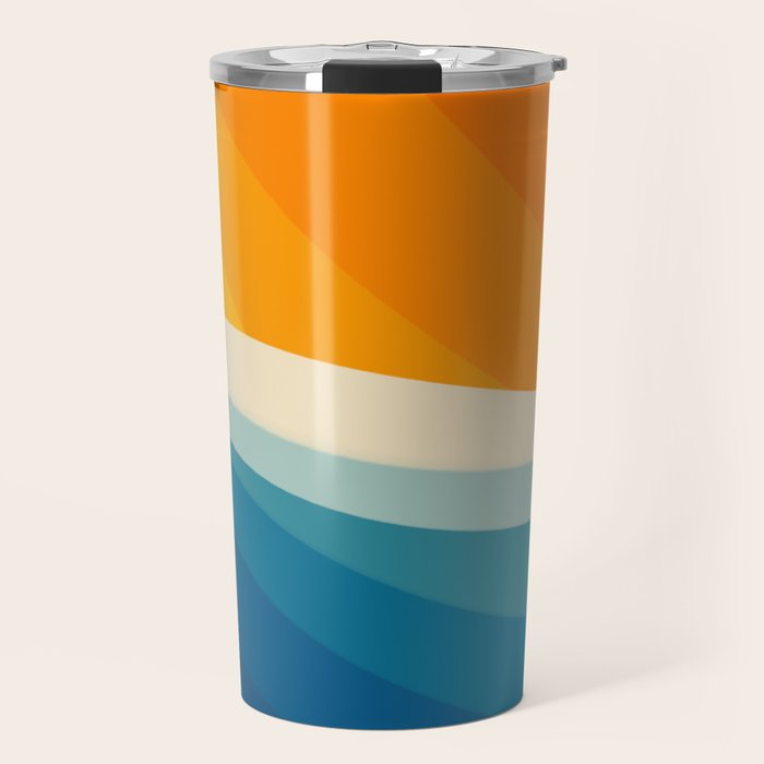 Abstract colorful landscape with wavy sea and sun Travel Mug Gallery Image 1