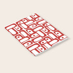 Mid Century Modern Piquet Abstract Multi Geometric Pattern in Red and White Notebook Gallery Image 2