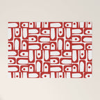 Mid Century Modern Piquet Abstract Multi Geometric Pattern in Red and White Welcome Mat Gallery Image 1