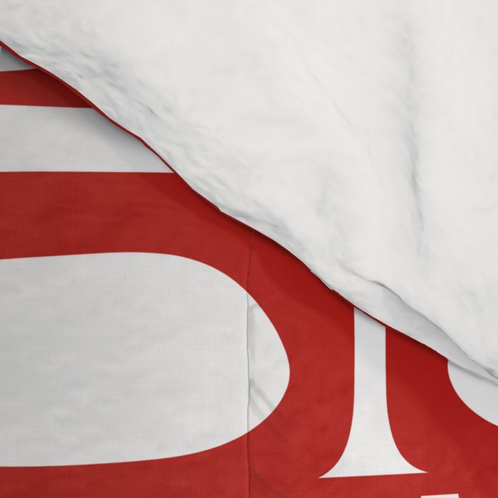 Mid Century Modern Piquet Abstract Multi Geometric Pattern in Red and White Comforter Gallery Image 4