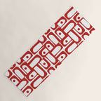 Mid Century Modern Piquet Abstract Multi Geometric Pattern in Red and White Yoga Mat Gallery Image 1