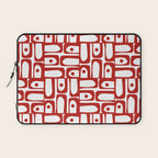 Mid Century Modern Piquet Abstract Multi Geometric Pattern in Red and White Laptop Sleeve Gallery Image 1