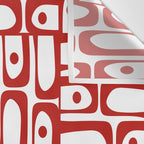 Mid Century Modern Piquet Abstract Multi Geometric Pattern in Red and White Wall Tapestry Gallery Image 3
