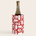 Mid Century Modern Piquet Abstract Multi Geometric Pattern in Red and White Wine Chiller Gallery Image 1