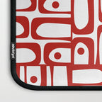 Mid Century Modern Piquet Abstract Multi Geometric Pattern in Red and White Laptop Sleeve Gallery Image 3