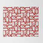 Mid Century Modern Piquet Abstract Multi Geometric Pattern in Red and White Throw Blanket Gallery Image 2