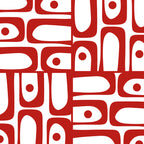 Mid Century Modern Piquet Abstract Multi Geometric Pattern in Red and White Coffee Mug Gallery Image 2