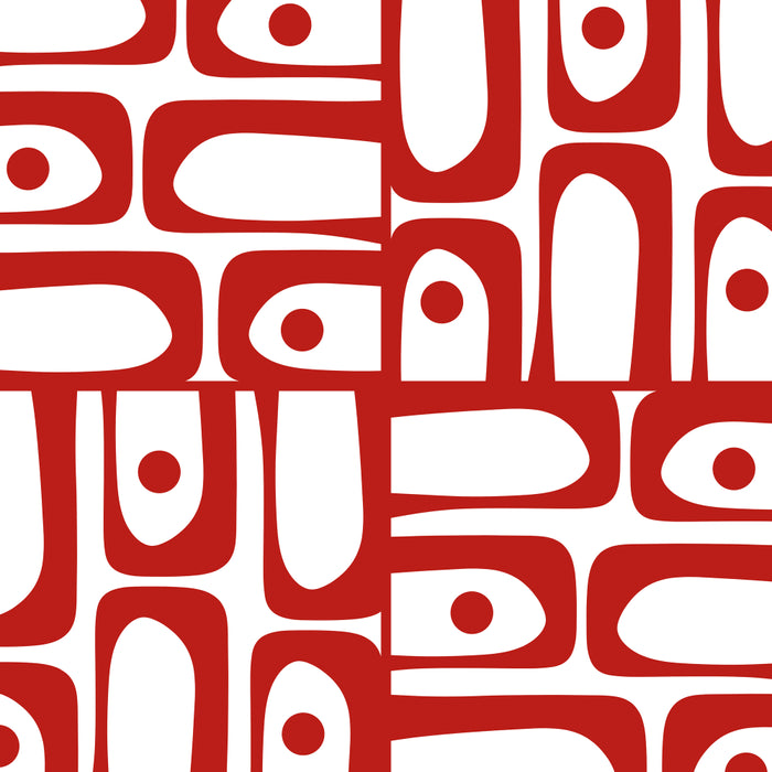 Mid Century Modern Piquet Abstract Multi Geometric Pattern in Red and White Coffee Mug Gallery Image 2