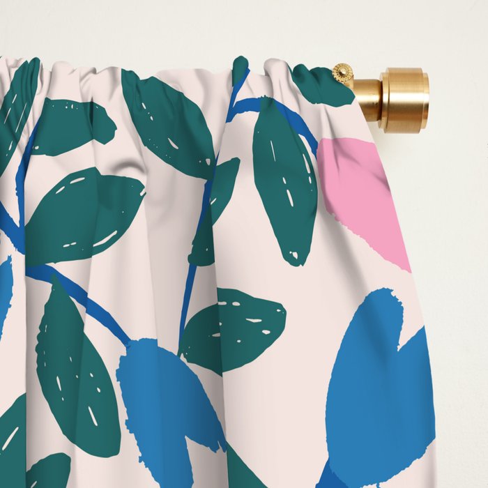 Simple Floral - Blue, Pink and Green Window Curtain Gallery Image 2