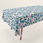 Simple Floral - Blue, Pink and Green Tablecloth Gallery Image 1
