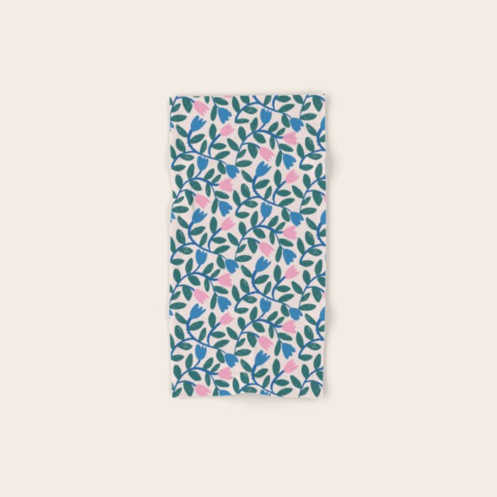 Simple Floral - Blue, Pink and Green Bath Towel Gallery Image 1