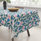 Simple Floral - Blue, Pink and Green Tablecloth Gallery Image 3