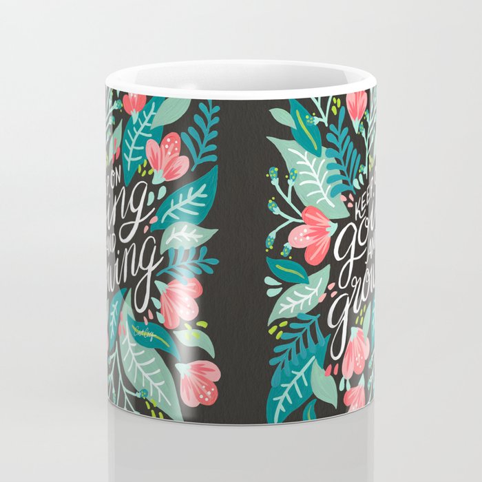 Keep on Going & Growing â Pink on Charcoal Coffee Mug Gallery Image 4