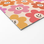 Retro Smiley Flowers Pattern Welcome Mat Gallery Image 2