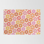 Retro Smiley Flowers Pattern Rug Gallery Image 2