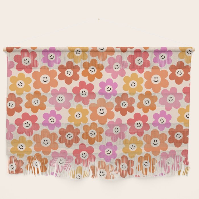 Retro Smiley Flowers Pattern Wall Hanging Gallery Image 1