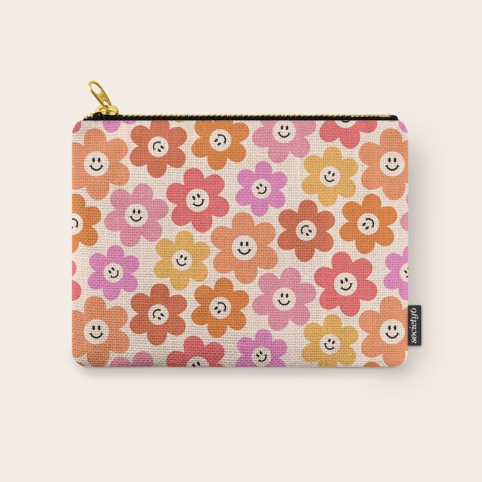 Retro Smiley Flowers Pattern Carry All Pouch Gallery Image 1