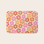 Retro Smiley Flowers Pattern Bath Mat Gallery Image 1